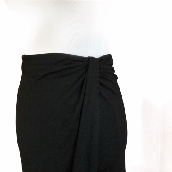 Bar III Draped Faux Wrap Deep Black Pencil Skirt - Picture 8 of 13